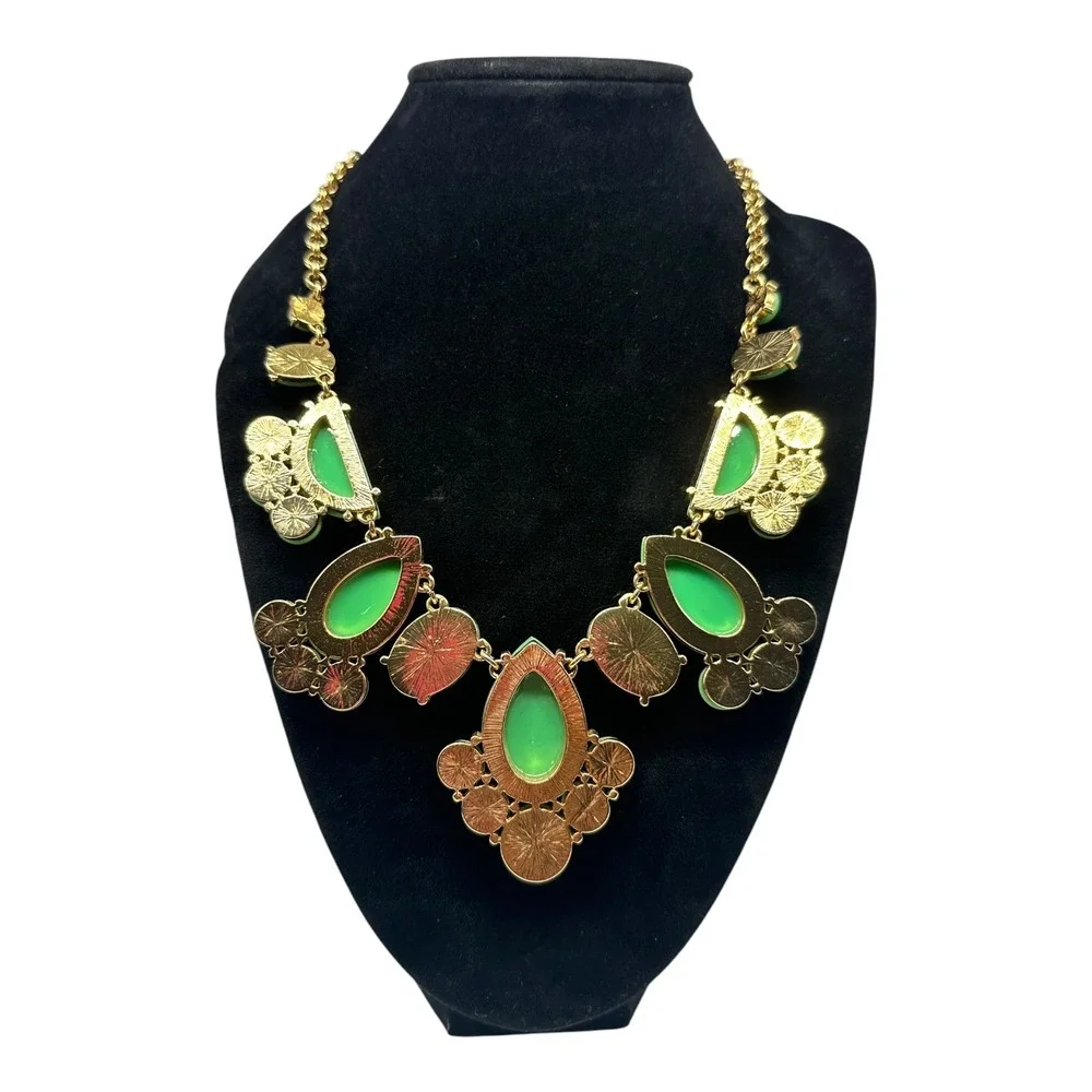 Kate Spade New York Day Tripper Statement Bib‎ Necklace Turquoise Gold Tone